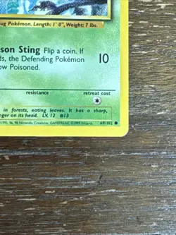1999 Pokemon Base Set #69/102 Weedle LP - Image 3