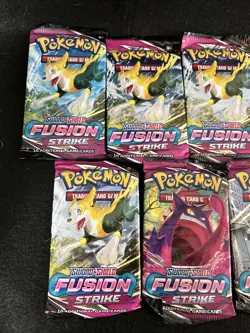 Fusion Strike Booster Pack (9) English Factory Sealed Pokemon 2021 Art Set - Image 2