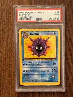 POKEMON FOSSIL 1st Edition CLOYSTER #32 NON HOLO PSA9 #53918589 - Image 1