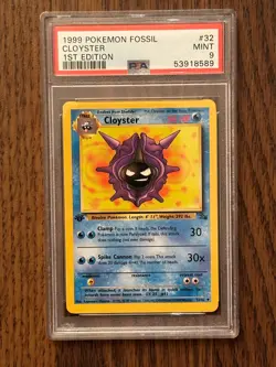 POKEMON FOSSIL 1st Edition CLOYSTER #32 NON HOLO PSA9 #53918589 - Image 3