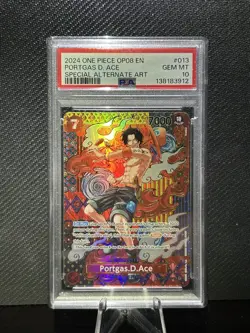 2024 ONE PIECE OP08 EN PORTGAS D. ACE SPECIAL ALTERNATE ART PSA 10 - Image 1