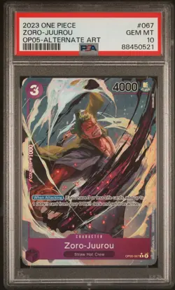 ZORO-JUUROU OP05-067 PSA 10 ALT ART AWAKENING OF THE NEW ERA ONE PIECE TCG - Image 1