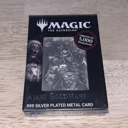 Ajani Goldmane Silver Plated Metal Card Magic The Gathering Fanattik - Image 1