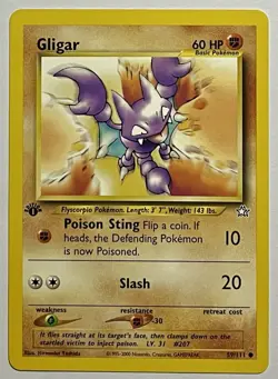 Gligar 59/111 (LP) 1st Edition Common Neo Genesis 2002 WOTC Pokemon Card - Image 1