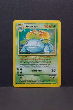 Pokemon TCG Venusaur 15/102 Holo Rare Card MP Base Set Unlimited WOTC - Image 1