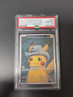 Pikachu Van Gogh Promo Grey Felt Hat Pokemon PSA 10 Gem Mint Condition. - Image 1