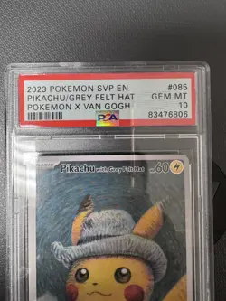 Pikachu Van Gogh Promo Grey Felt Hat Pokemon PSA 10 Gem Mint Condition. - Image 3