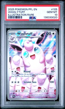 2025 POKEMON PFL EN-PHANTASMAL FLAMES ILLUSTRATION RARE #105 WIGGLYTUFF PSA 10 - Image 1