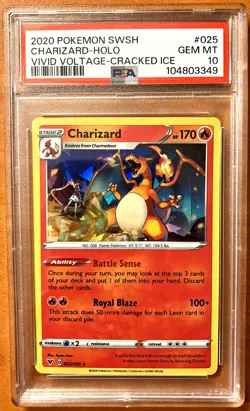 2020 Pokemon Sword & Shield CHARIZARD- VIVID VOLTAGE CRACKED ICE #25 PSA 10 - Image 1