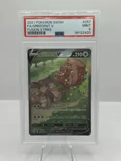 2021 Pokemon Fusion Strike SWSH 257/264 Full Art Greedent V PSA 9 - Image 1