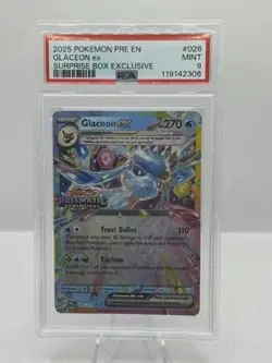 2025 Pokemon PRE EN Surprise Box Exclusive 026/131 Glaceon ex PSA 9 - Image 1