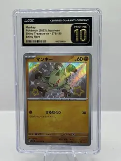 2023 Pokemon Japanese Shiny Rare Shiny Treasure ex 276/190 Mankey CGC 10 PRI - Image 1