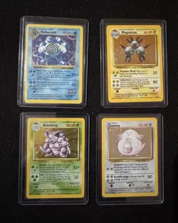 Vintage Pokemon Lot (4 Cards) Holo,Base Set Chansey,Magneton,Nidoking, Poliwrath - Image 1