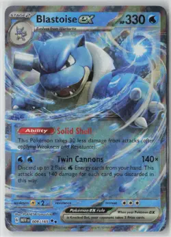 Pokemon Blastoise ex #009/165 SV: Scarlet & Violet 151 Near Mint or Better - Image 1