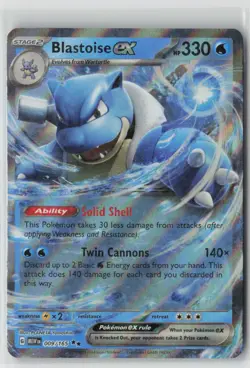 Pokemon Blastoise ex #009/165 SV: Scarlet & Violet 151 Near Mint or Better - Image 1