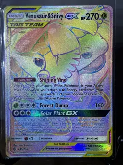 Pokemon TCG Venusaur & Snivy GX (Secret Rare) 249/236 SM:Cosmic Eclipse Holo NM - Image 1