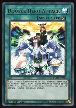Double Hero Attack - DUPO-EN005 - Ultra Rare - 1st Edition Yugioh - Image 1