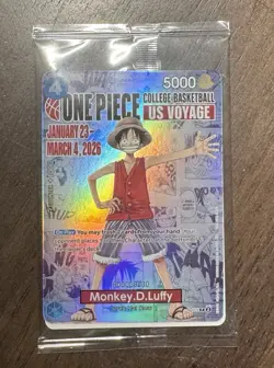 ONE PIECE CARD GAME - COLLEGE BASKETBALL US VOYAGE CARD - SEALED, IN HAND - Image 1