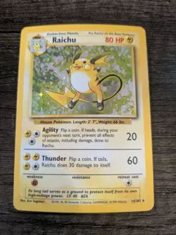Pokemon Base Set Raichu Holo Rare Card 14/102 - Image 1
