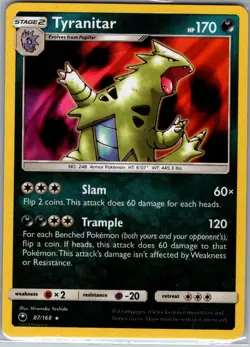 Tyranitar 87/168 Holo SM - Celestial Storm - Pokemon Card - NM - Image 1