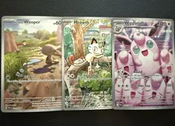 Lot of 3 Pokemon Illustration Rare Cards (Meowth, Wigglytuff, Wooper) - Image 1