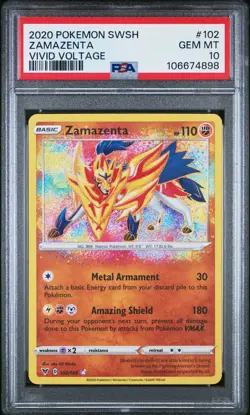 Zamazenta Amazing Rare PSA 10 Vivid Voltage #102 Pokemon Card - Image 1