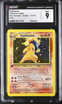 CGC 9 MINT Typhlosion Neo Genesis 1st Edition 17/111 Holo Pokemon Card - Image 1