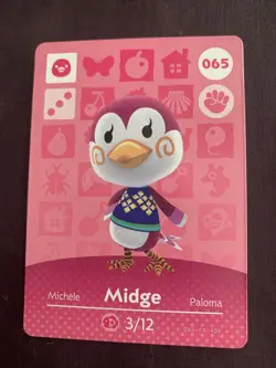 Animal Crossing Amiibo Card Series 1 Midge #065 065-CO-AOE LP Ships Fast - Image 1