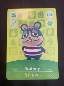 Animal Crossing Amiibo Card Series 2 Rodney #146 146-FV-AOE LP Ships Fast - Image 1