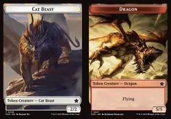 MTG Foundations TOKEN Cat Beast #0028 Dragon #0017 PLAYSET 4X X4 - Image 1