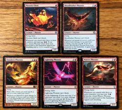 MTG Mono-Red PHOENIX EDH Lot: Lightning, Bloodfeather, Chandra's Phoenix, Chick - Image 1