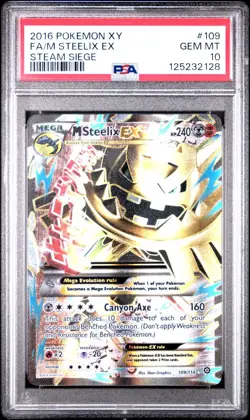2016 Pokemon Steam Siege #109 M Steelix Ex Full Art FA PSA 10 GEM MINT - Image 1