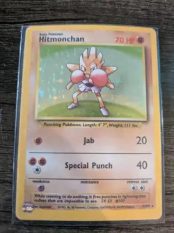 Pokemon TCG Hitmonchan Base Set Holo Rare Card 7/102 - Image 1
