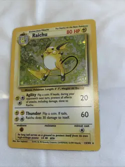 Pokemon Raichu 14/102 Base Set Rare Holo Unlimited Wizards ITA - Vintage - Image 4