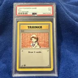 1999 Pokemon Base Set 1st Edition Trainer Bill #91 PSA 7 - Image 1