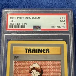 1999 Pokemon Base Set 1st Edition Trainer Bill #91 PSA 7 - Image 3