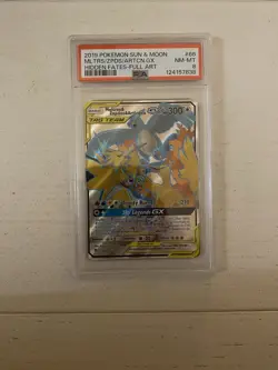 Pokemon TCG Moltres & Zapdos & Articuno GX 66/68 Sun Moon Hidden Fates PSA 8 - Image 1