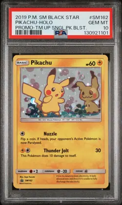 2019 POKEMON SM BLACK STAR PROMO PIKACHU #SM162 PSA 10 GEM MINT #130921101 - Image 1
