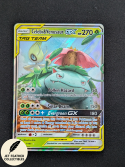 Celebi & Venusaur GX 1/181 SM Team Up Pokemon TCG Sun and Moon Holo - Image 1