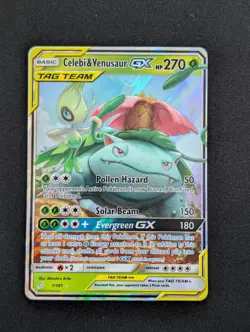 Celebi & Venusaur GX 1/181 SM Team Up Pokemon TCG Sun and Moon Holo - Image 2
