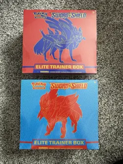 Pokemon Sword and Shield Base Set Elite Trainer Box ETB Pair Zacian & Zamazenta - Image 1