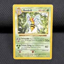 Pokemon TCG Beedrill Base Set 17/102 Regular Unlimited Rare HP Shadowless - Image 1