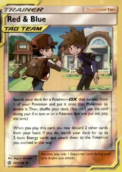 POKEMON RED & BLUE 202/236 REVERSE HOLO COSMIC ECLIPSE TAG TEAM (LP/MP) - Image 1