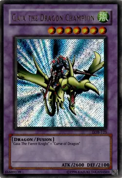 Gaia the Dragon Champion Secret Rare The Legend of Blue Eyes White Dragon LOB-12 - Image 1