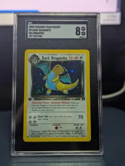 SGC 8 1st Edition Dark Dragonite 5/82 Holo Rare Team Rocket Pokemon Card SWIRL - Image 1