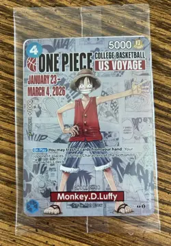 One Piece Monkey D. Luffy US Voyage College Basketball Promo Card Rutgers SEALED - Image 1
