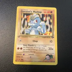 Giovanni's Machop 72/132 Gym Challenger First Edition Pokemon Card Mint - Image 1