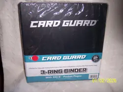 CARD GUARD BINDER HOLDS 900 TRADING CARDS = 3" RING BINDER =POLYPROPELENE PAGES - Image 1