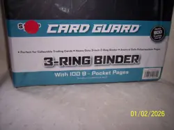 CARD GUARD BINDER HOLDS 900 TRADING CARDS = 3" RING BINDER =POLYPROPELENE PAGES - Image 2