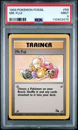 1999 Pokemon Unlimited Fossil #58 Mr. Fuji Trainer PSA 9 Card MINT Free Shipping - Image 1